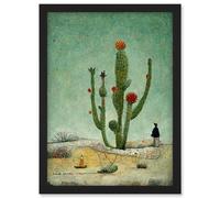 Artery8 Surreal Mexican Desert Cactus Cacti Landscape Wall Art Print - A4 Size