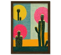 Artery8 Surreal Pop Art Cholla Desert Cactus Artwork Framed Wall Art Print A4 in Brown Artery8 Brown