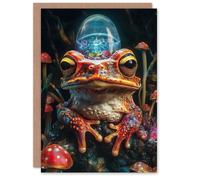Artery8 Greeting Card Surreal Toad Mushrooms Trippy Psychedelic Art Blank For Him Or Her Art Birthday Card