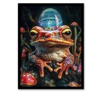 Artery8 Surreal Toad Mushrooms Trippy Psychedelic Art Living Room Artwork Framed Wall Art Print 18X24 Inch