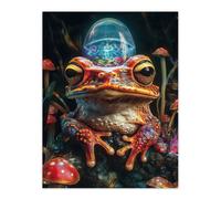 Artery8 Surreal Toad Mushrooms Trippy Psychedelic Art Wall Art Print | Size: W12" x H16" Artery8 Multicolor W12" x H16"