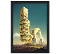 Surrealism Modern Architecture Palace Artwork Framed Wall Art Print A4 Artery8 Black One Size