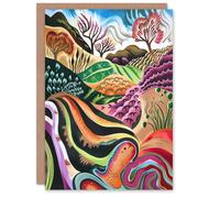 Artery8 Greeting Card Sutton Bank North York Moors Trippy Painting Blank For Him Or Her Art Birthday Card