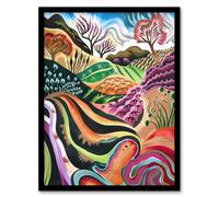 Artery8 Sutton Bank North York Moors Trippy Painting Living Room Artwork Framed Wall Art Print A4