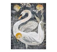 Artery8 Swan and Dandelion Flowers Line Pattern Painting Living Room Large Wall Art Poster Print Thick Paper 18X24 Inch