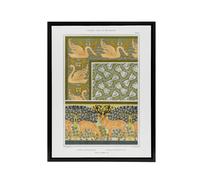 Artery8 Swans Butterflies Deer Patterns Framed Canvas Wall Art Print Verneuil in Green | Size: W18" x H24" Artery8 Green W18" x H24"