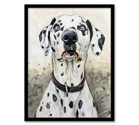 Artery8 Sweet Gazing Dalmatian Dog Lover Watercolour Living Room Artwork Framed Wall Art Print A4