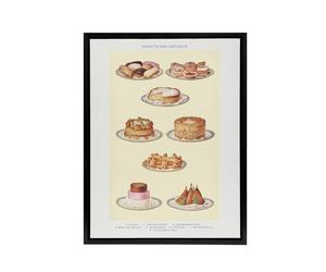 Artery8 Sweets & Gateaux Cakes Mrs Beeton Framed Canvas Wall Art Print in Yellow | Size: W24" x H32" Artery8 Yellow W24" x H32"