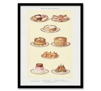 Artery8 Sweets & Gateaux Cakes Mrs Beeton Framed Wall Art Print in Yellow | Size: A4 Artery8 Yellow A4
