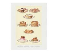 Artery8 Sweets & Gateaux Cakes Mrs Beeton Wall Art Poster Print in Yellow | Size: W12" x H16" Artery8 Yellow W12" x H16"