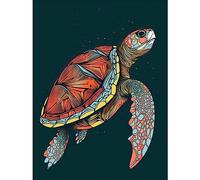 Artery8 Swimming Sea Turtle Modern Folk Art Illustration Large Wall Art Poster Print Thick Paper 18X24 Inch