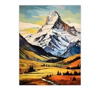 Swiss Alps Switzerland Oil Painting Snow Capped Peaks Over Idyllic Alpine Meadow Large Wall Unframed Art Poster Print Thick Paper 18X24 Inch Artery8 Multi W18 inch x H24 inch