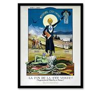 Artery8 Swiss Vintage Advert Anti Absinthe Prohibition 1910 The End of the Green Fairy Pub Bar Décor Artwork Framed Wall Art Print A4