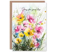 Artery8 Sympathy Card Sorry For Your Loss Watercolour Flowers Greeting Card Artery8 Multicolor