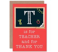Artery8 T Is For Teacher Greetings Card in Red Artery8 Red
