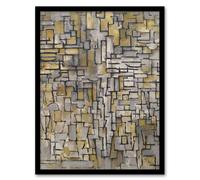 Artery8 Tableau No 2 Composition No VII Mondrian Framed Wall Art Print in Grey | Size: A4 Artery8 Grey A4