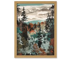 Artery8 Taiga Boreal Autumnal Colours Forest Landscape Artwork Framed A3 Wall Art Print