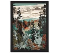 Artery8 Taiga Boreal Autumnal Colours Forest Landscape Artwork Framed Wall Art Print A4