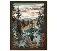 Artery8 Taiga Boreal Autumnal Colours Forest Landscape Artwork Framed Wall Art Print A4