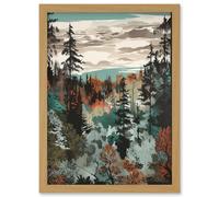 Artery8 Taiga Boreal Autumnal Colours Forest Landscape Artwork Framed Wall Art Print A4