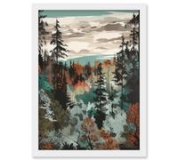 Artery8 Taiga Boreal Autumnal Colours Forest Landscape Artwork Framed Wall Art Print A4