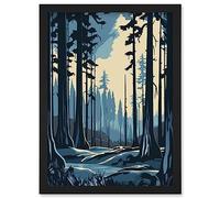 Artery8 Taiga Boreal Forest Winter Landscape Illustration Artwork Framed Wall Art Print A4