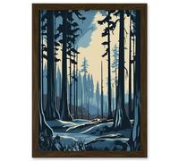 Taiga Boreal Forest Winter Landscape Illustration Artwork Framed Wall Art Print A4 Artery8 Brown One Size