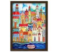 Artery8 Tangier Morocco Folk Art Artwork Framed Wall Art Print A4 in Brown Artery8 Brown