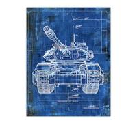 Artery8 Tank Blueprint Drawing Detailed Military Vehicle Man Cave Fathers Day Large Wall Art Poster Print Thick Paper 18X24 Inch