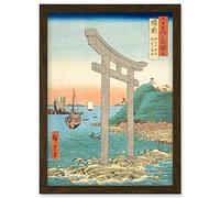 Artery8 Tanokuchi Coast, Yugasan torii Bizen Province Utagawa Hiroshige Japanese Woodblock Artwork Framed Wall Art Print A4