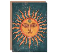 Artery8 Birthday Card Tarot Style Design Sun Smiling Face Sunshine Blank Arty Art All Occasion Greeting Card