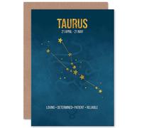 Wee Blue Coo BIRTHDAY CARD - ZODIAC STAR SIGN ASTROLOGY BLUE TAURUS