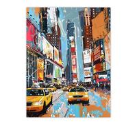 Taxi on Broadway New York City Painting Wall Art Print Artery8 Multi W18 inch x H24 inch
