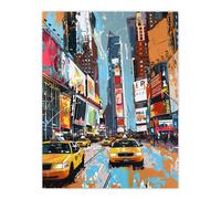 Artery8 Taxi on Broadway New York City Painting Wall Art Print | Size: W12" x H16" Artery8 Multicolor W12" x H16"