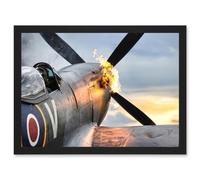 Taylor Military UK RAF Spitfire TE311 Fighter Plane Photo Artwork Framed Wall Art Print A4 Artery8 Black One Size