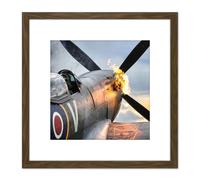 Artery8 Taylor Military UK Spitfire TE311 Fighter Plane Photo 8X8 Inch Square Wooden Framed Wall Art Print Picture with Mount in Brown Artery8 Brown