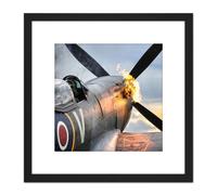Artery8 Taylor Military UK Spitfire TE311 Fighter Plane Photo 8X8 Inch Square Wooden Framed Wall Art Print Picture with Mount in Black Artery8 Black
