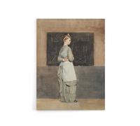 Artery8 Teacher with Blackboard Winslow Homer Canvas Wall Art Print in Brown | Size: W18" x H24" Artery8 Brown W18" x H24"