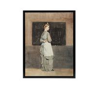 Artery8 Teacher with Blackboard Winslow Homer Framed Canvas Wall Art Print in Brown | Size: W18" x H24" Artery8 Brown W18" x H24"