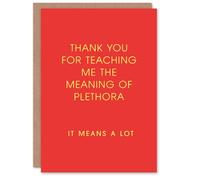 Artery8 Teaching Me The Meaning of Plethora Joke Funny Thank You Card