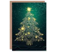 Artery8 Technology Circuit Board Chip Tree Modern Blank For Him Or Her Art Christmas Card