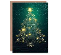 Artery8 Technology Circuit Board Chip Tree Modern Blank For Him Or Her Art Christmas Card