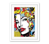 Artery8 Teen Girl Comic Book Style Vibrant Patterns Abstract Triptych Portrait Bedroom Artwork Framed Wall Art Print 18X24 Inch