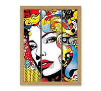 Artery8 Teen Girl Comic Book Style Vibrant Patterns Abstract Triptych Portrait Bedroom Artwork Framed Wall Art Print 18X24 Inch