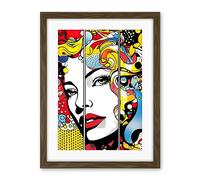 Artery8 Teen Girl Comic Book Style Vibrant Patterns Abstract Triptych Portrait Bedroom Artwork Framed Wall Art Print 18X24 Inch