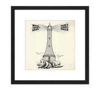 Artery8 Temperance Movement Alcohol Warning Lighthouse Ad 8X8 Inch Square Wooden Framed Wall Art Print Picture with Mount in Black Artery8 Black