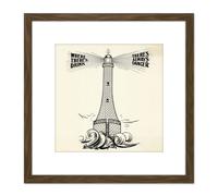 Artery8 Temperance Movement Alcohol Warning Lighthouse Ad 8X8 Inch Square Wooden Framed Wall Art Print Picture with Mount in Brown Artery8 Brown