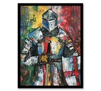 Artery8 Templar Knight Medieval Armor Sword Painting Framed Art Print | Size: A4 Artery8 Multicolor A4