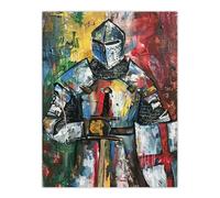 Artery8 Templar Knight Medieval Armor Sword Painting Wall Art Print | Size: W12" x H16" Artery8 Multicolor W12" x H16"