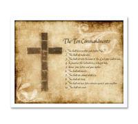 Artery8 Ten 10 Commandments Cross Christian Religious Quote Framed Art Print in White | Size: W12" x H16" Artery8 White W12" x H16"